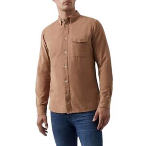 NWT French Connection Corduroy Button Front Long Sleeve Shirt in Camel Sz M